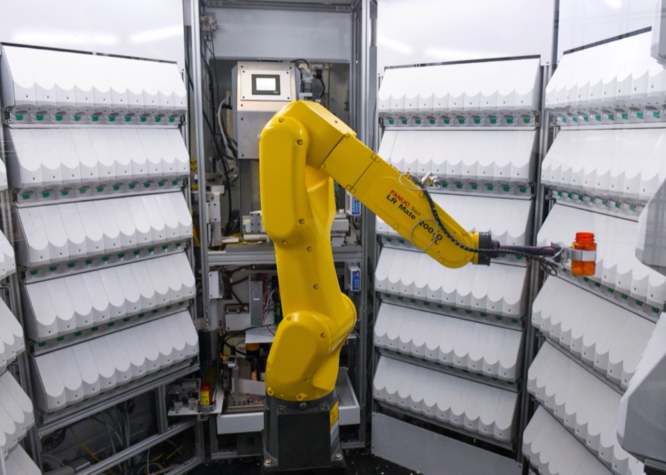 FANUC robot arm in an automation cell